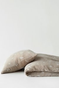TISU baby duvet cover & pillowcase, Beige Leaves