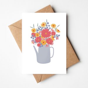 Greeting card | can with flowers