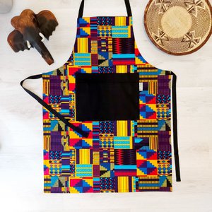 Mashona Handmade African Mudcloth Bogolan Print Schürze mit Tasche