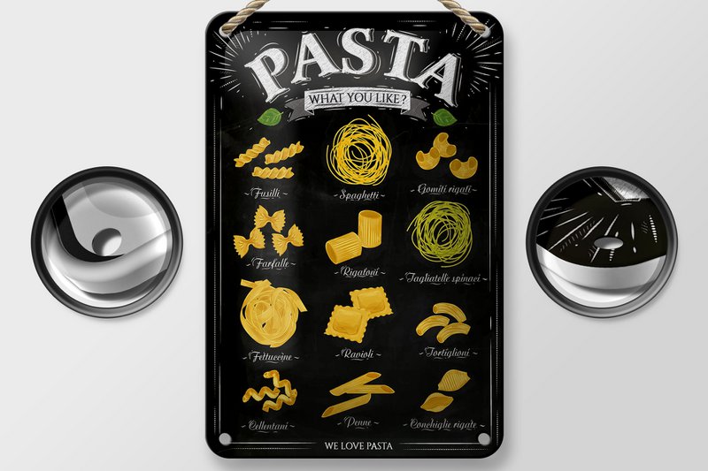 Tin sign pasta 12x18cm pasta what you like food decoration