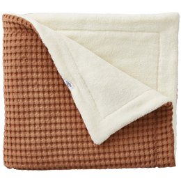  Soft, cozy maxi baby blanket in a warm brown sugar color with an embossed cotton texture. Ideal for snuggling and keeping babies comfortable.