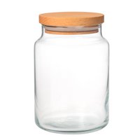 Joy Kitchen glass storage jar with wooden lid 890 cc