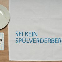 Geschirrtuch weiss, SEI KEIN SPÜLVERDERBER, bonnie blue