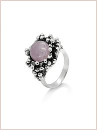  Burnished stack rings with PERLA, KUNZITE, and AMAZZONITE stones in round and oval shapes, available in sizes 50-64.