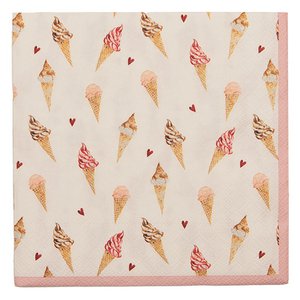 Napkins Paper Set of 20 33x33 cm (20) Beige Pink Paper Ice Cream Napkins Paper