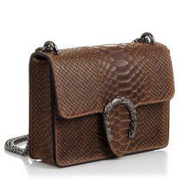 Firenze Artegiani. Lorenza Bolso de mano Mujer.Piel auténtica Gamuza Grabado Serpiente