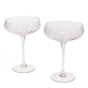 Coupé-Cocktailgläser mit Wellenschliff, 250 ml (2er-Set) – Rosa