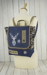 Domelo traditionele rugzak/schoudertas voor meisjes. Rugzak gemaakt van upcycled jeans en canvas met een hertenmotief
