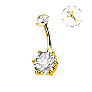 Round Zirconia Banana Belly Button Piercing