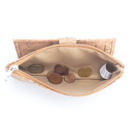 Schmales, langes Portemonnaie mit Kartenverschluss aus Kork in Gold und Silber BAG-2234