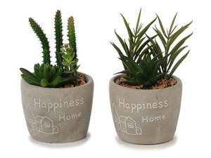 Keramik Blumentopf mit Kunstpflanzen 10x10x17cm