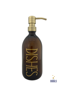 Zeepdispenser Bruin Glas -  -  goud 'Dishes' premium - 500ml