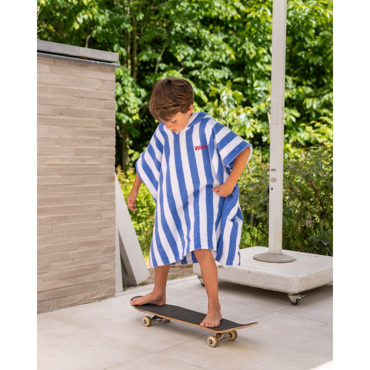 Kinderbadstrandponcho blauw