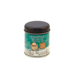 A round, green tin container with a brown lid labeled "Flavor God Garlic Herb" seasoning.

The image shows a round, green tin container with a brown lid. The label on the container reads "Flavor God Garlic Herb", indicating that the product is a seasoning or spice blend with garlic and herb flavors.