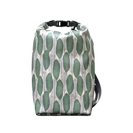 Dry bag with banana leaf pattern, suitable for backpacks. Made of durable, water-resistant material. Features adjustable shoulder straps for comfortable carrying.