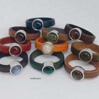 Leather rings rings 5mm antique silver with polaris (10x)