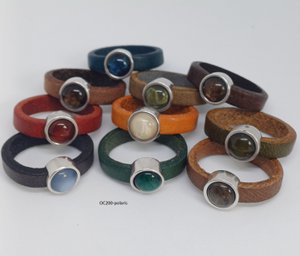 Leather rings rings 5mm antique silver with polaris (10x)
