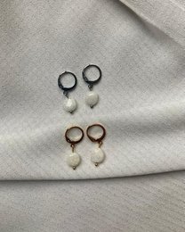 Natural Stone Earrings Stainless Steel gold/silver 'Moonstone'