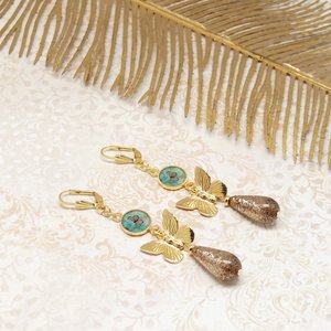 Butterfly resin pearls Bohemian Chic Mother's Day Gift Mother Gold Gold