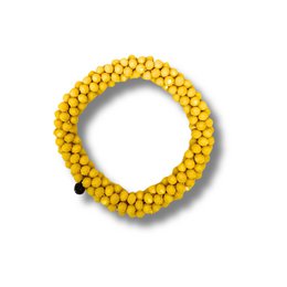  Yellow beaded bracelet with round beads, elastic stretch design, colorful beaded jewelry accessory