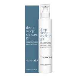 Deep Sleep shower gel, 250 ml, relaxing lavender scent, suitable for all skin types.