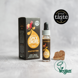 Asafoetida Natural Extract, Spice Drops, Vegan, Award Winning. A natural, vegan spice extract with a distinctive aroma and flavor. Suitable for various culinary uses.