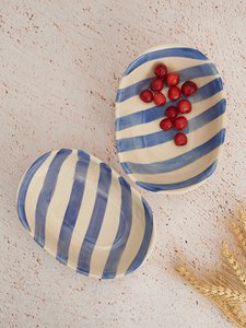 Lavendar Stripe Ceramic Bowl – Handpainted – Microwave & Dishwasher Safe – Single Pack