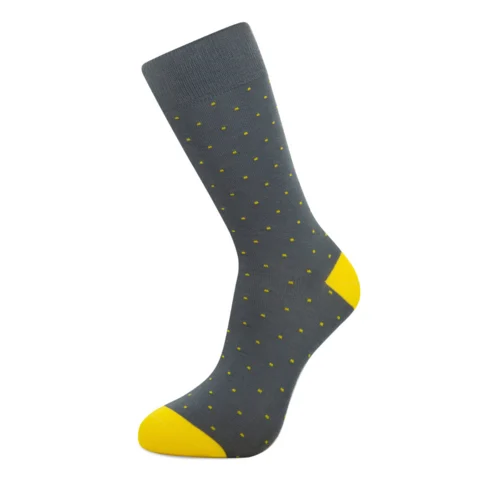 Grey with Yellow Dots Bamboo Socks
