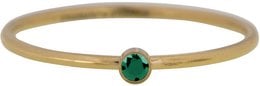 Emerald gold steel stack ring with 16-19 mm sizes available. Features a single round green gemstone accent.