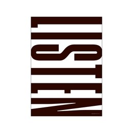 Minimalist black and white striped wall art with the text "LISTEN" in a bold, modern font.