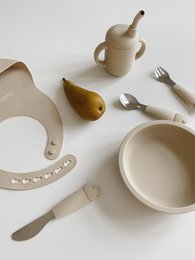 Silicone Stainless Steel Cutlery Set - Oyster Beige