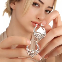 Gode ​​Karma Sølvspidse Creoler - 925 Sterling Boheme Style Øreringe OHR925-11