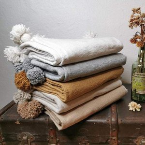 Handgemaakte berberpompomdeken - 100% katoen