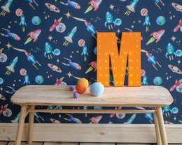 Carta da parati per bambini Rockets - Colore mezzanotte