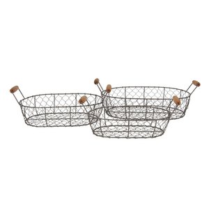 Aufbewahrungskorbset von 3 42x27x15 cm Brauner Eisenkorb