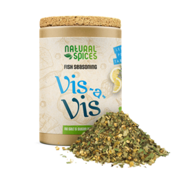 Vis-a-vis spice mix, a blend of natural spices for seasoning. Contains a variety of herbs and spices.