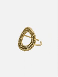 Dotted ronde ring in gold and silver, statement ring with intricate beaded design.
