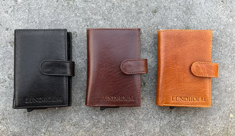 Porta carte da uomo estensibile Lundholm - con scomparto per monete, banconote - porta carte in pelle porta carte di credito estensibile da uomo