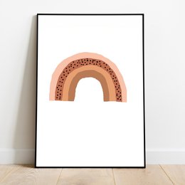 Colorful rainbow-shaped poster with the name "Elijah" in an orange font. The poster features a minimalist design with a peach-colored rainbow shape against a white background.