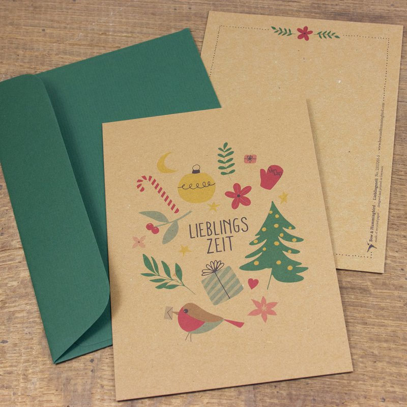 Postcard favorite time, optionally with envelope