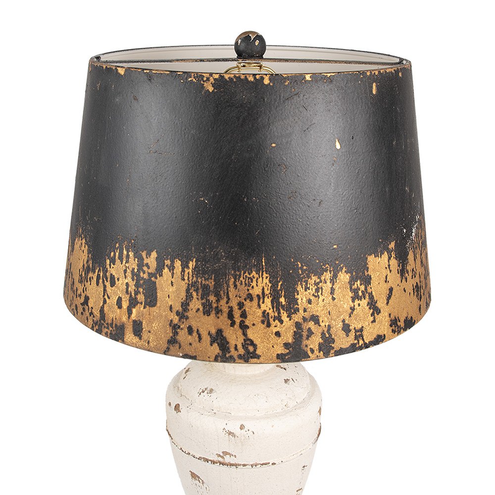 Tafellamp Ø 36x65 cm Beige Zwart Hout Bureaulamp