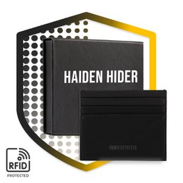 Haiden Hider Card Holder - Luxury Mini Thin Small Wallet Card Holder - Black - Leather