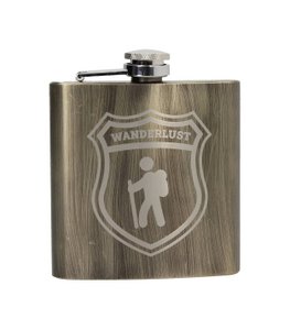 Roestvrijstalen heupfles, brons, Wanderlust
