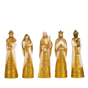 HOLY FAMILY/NATIVITY TT SET/5 GLD/CRM 21CM RELOUS