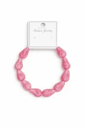 Pink and beige beaded bracelet, summer collection, elastic stretch bracelet with round stone beads
