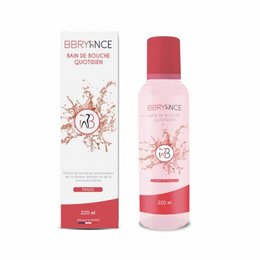 Strawberry-flavored mouthwash in a red bottle with floral design. Contains ingredients to help freshen breath and promote oral hygiene.