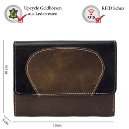 Sunsa damesportemonnee. Leren portemonnee. Portemonnee met RFID-bescherming. Portemonnee gemaakt van overgebleven leer. middelgrote portemonnee voor dames met veel creditcardvakjes - portemonnee voor dames, cadeau-idee