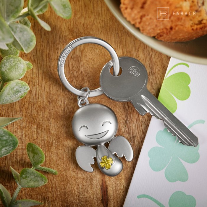 FABACH Portachiavi Portafortuna Angelo Custode Con Quadrifoglio E Cuore - Regalo Per Coraggio E Successo - 2