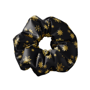 Scrunchie BLACK & GOLD SNOWFLAKES