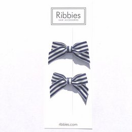 Navy and white striped hair bows for kids